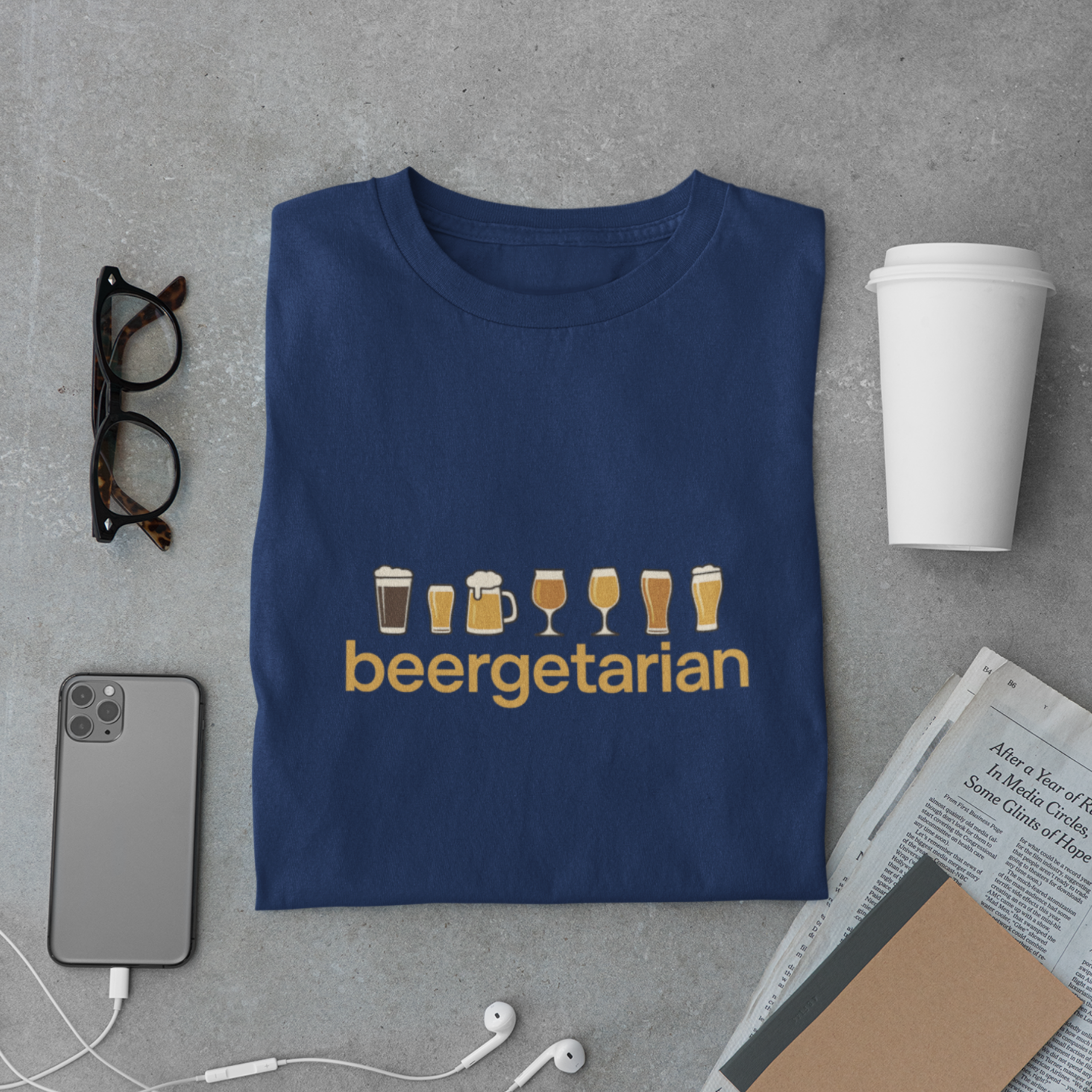 Beergetarian T-Shirt – Funny Beer Lover Graphic Tee with Beer Glasses