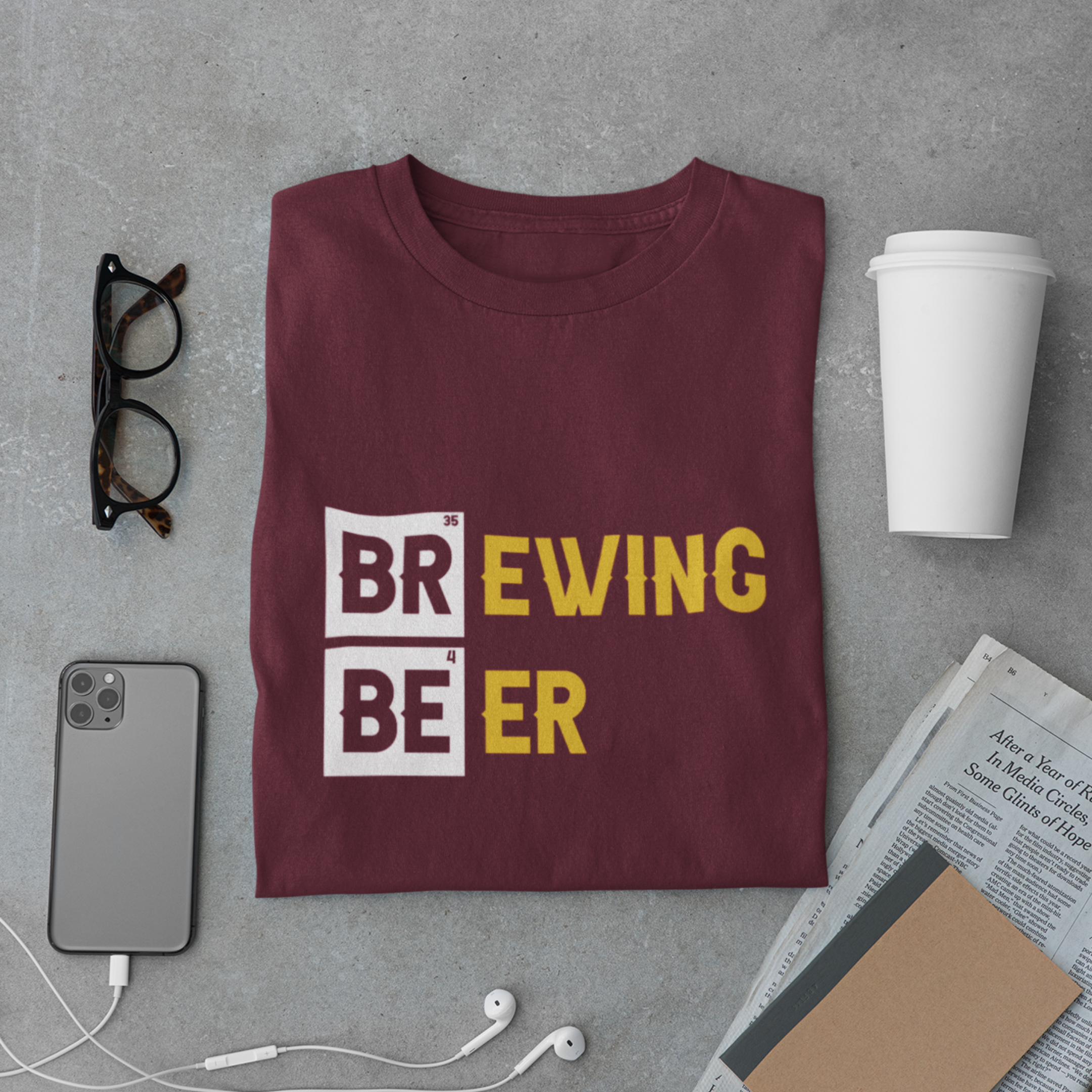 Brewing Beer Periodic Table T-Shirt – Funny Chemistry Style Beer Tee
