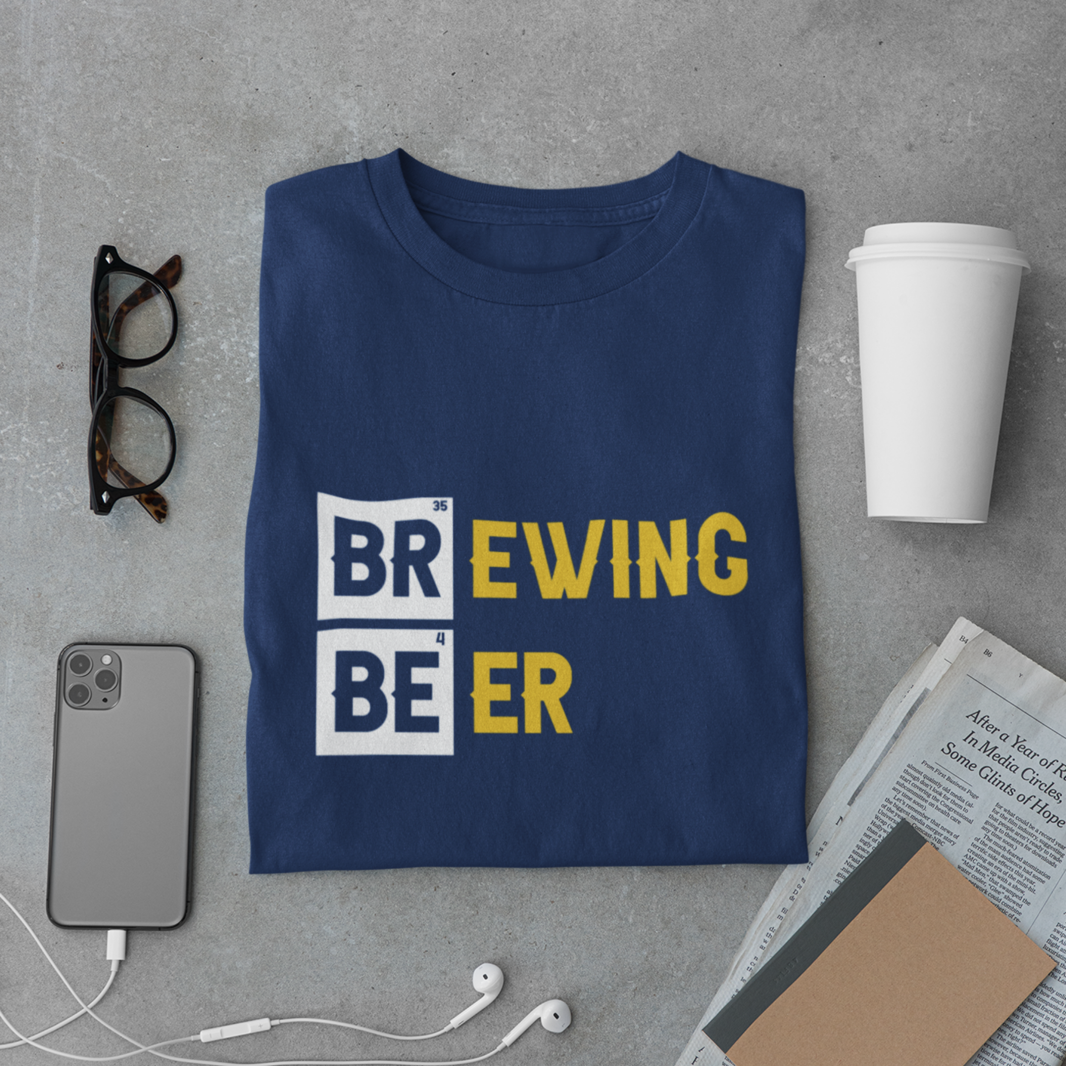 Brewing Beer Periodic Table T-Shirt – Funny Chemistry Style Beer Tee