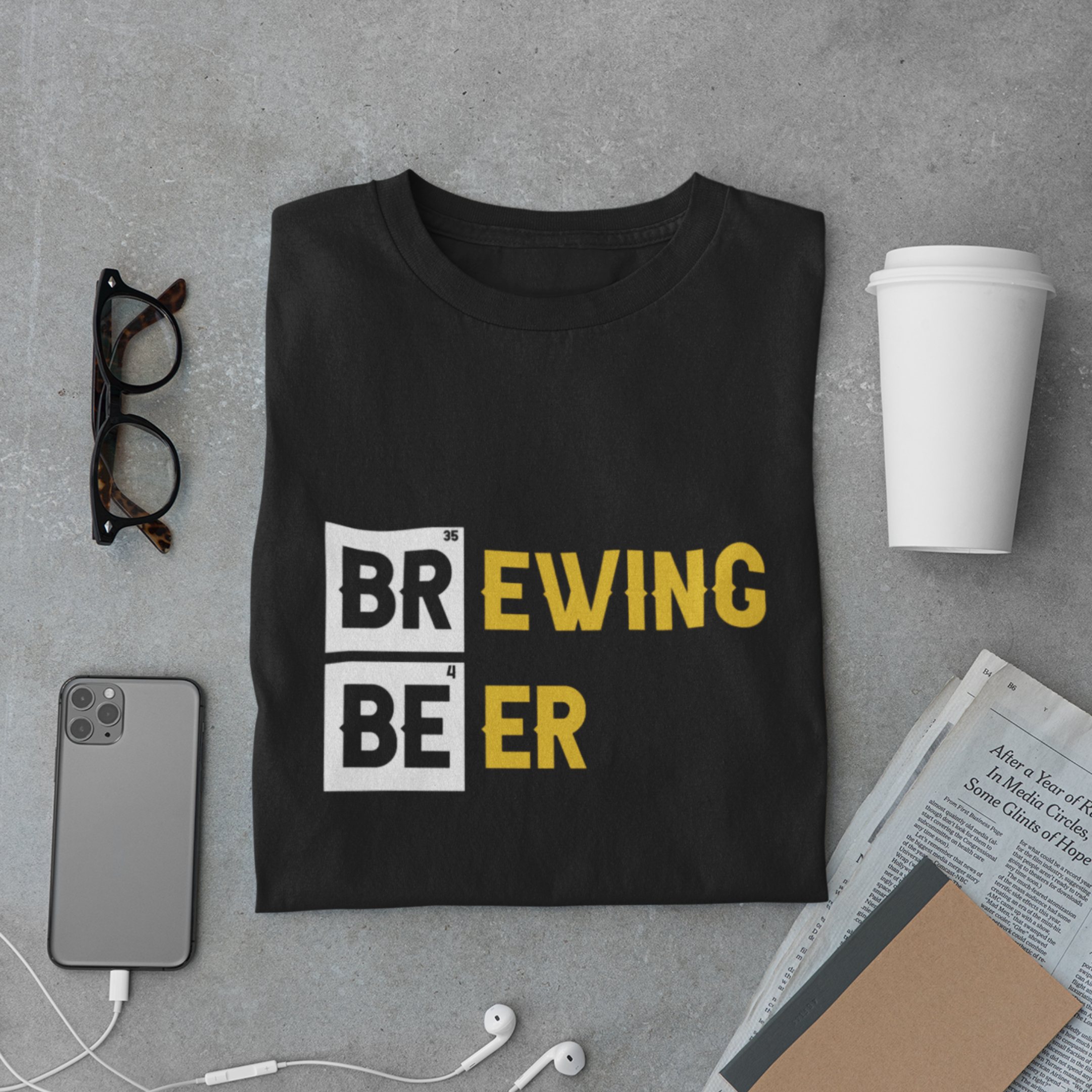 Brewing Beer Periodic Table T-Shirt – Funny Chemistry Style Beer Tee