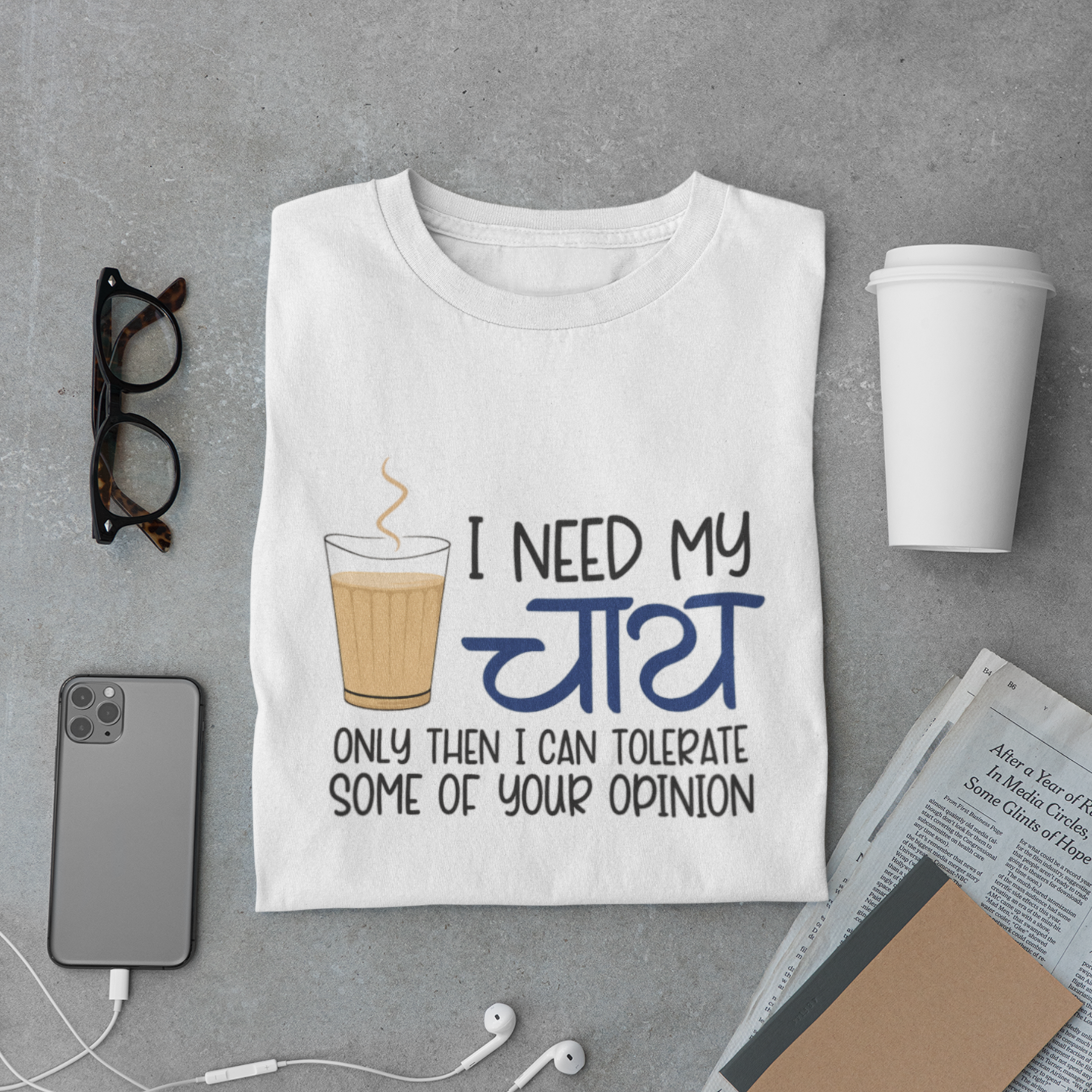 I Need My Chai T-Shirt – Funny Hindi Tea Lover Graphic Tee