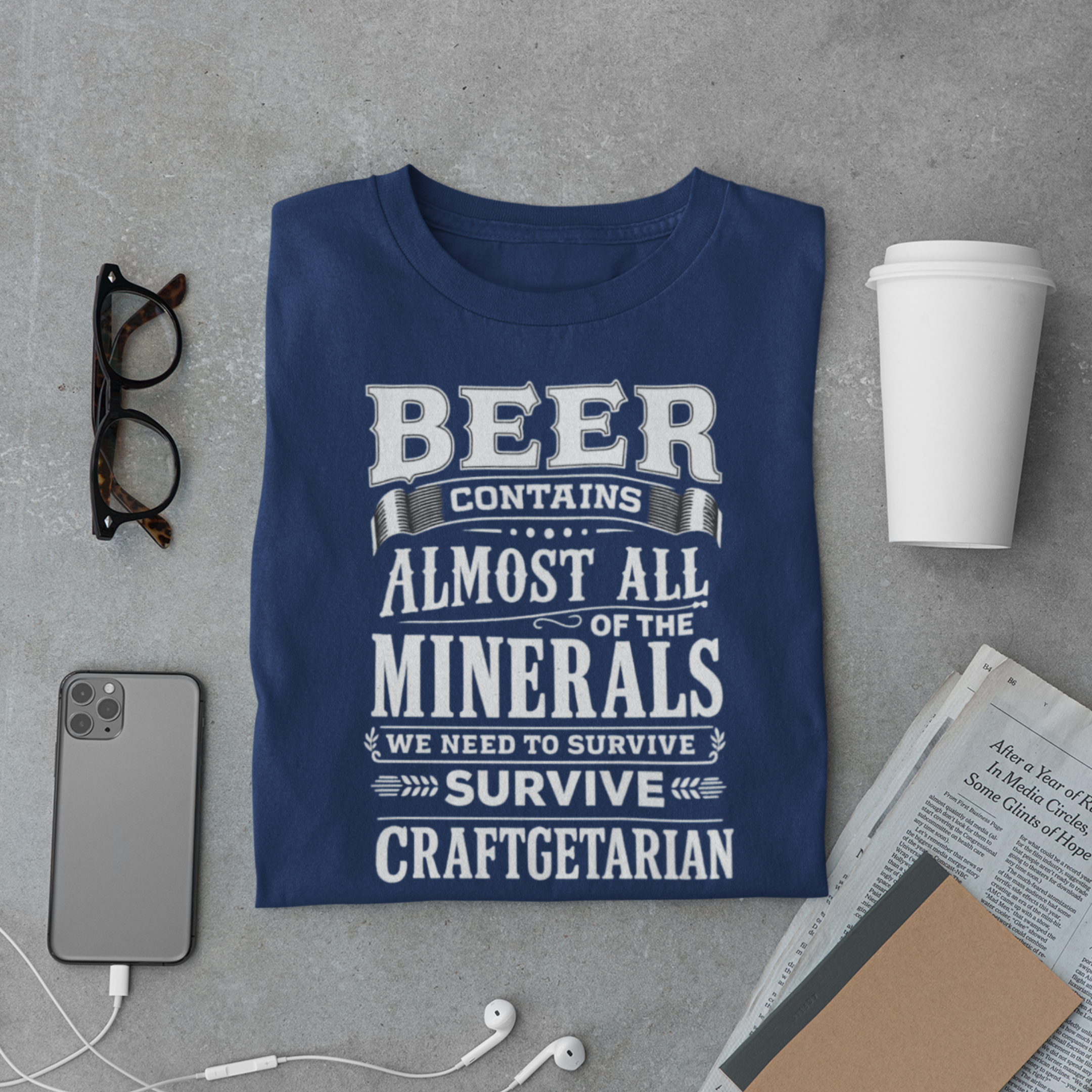 Beer Contains Minerals T-Shirt – Craftgetarian Funny Beer Quote Tee