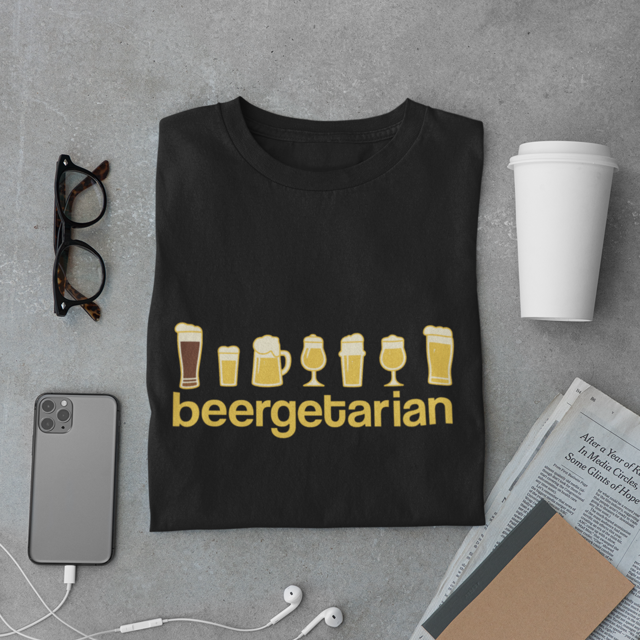 Beergetarian Neon Style T-Shirt – Funny Beer Drinkers Graphic Tee