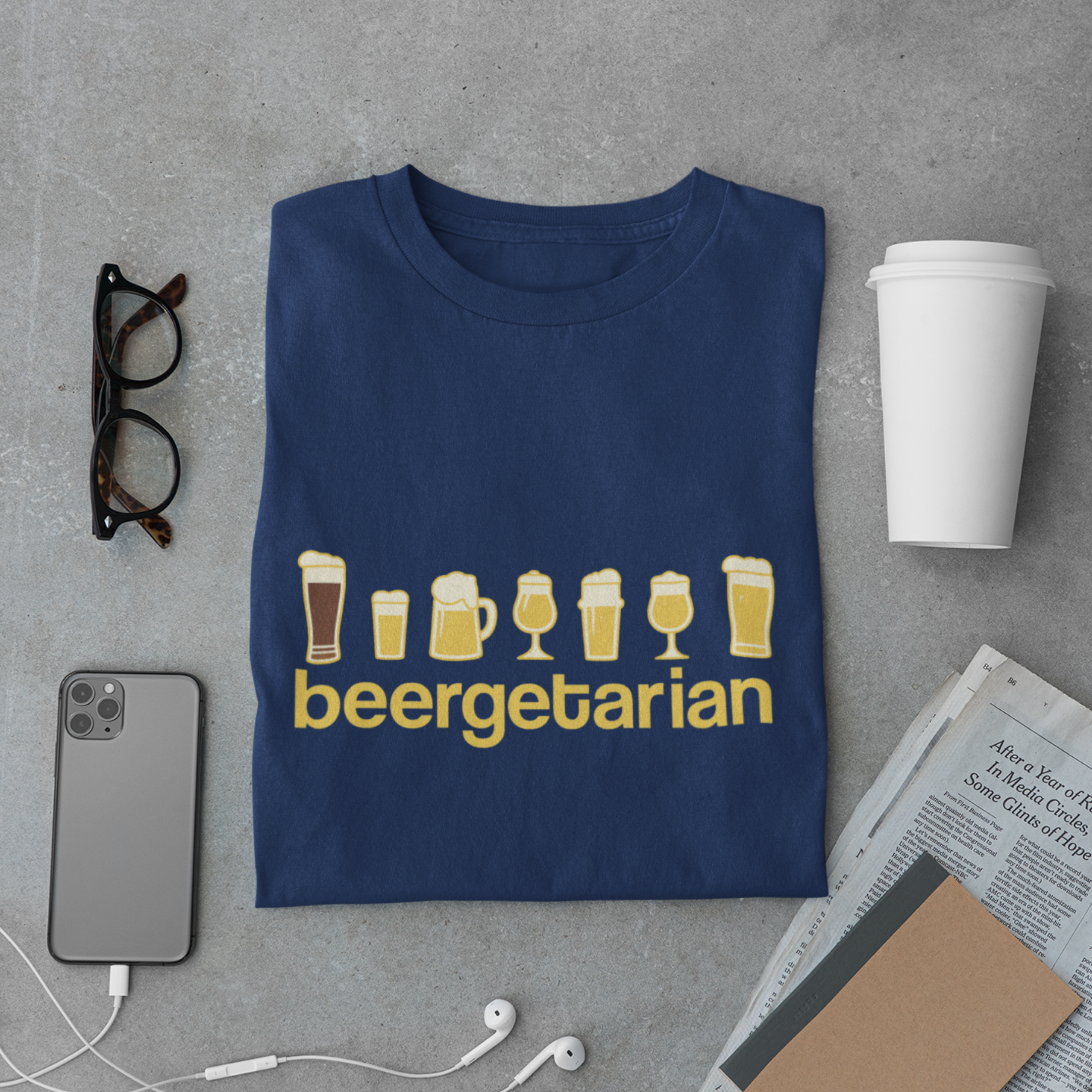 Beergetarian Neon Style T-Shirt – Funny Beer Drinkers Graphic Tee