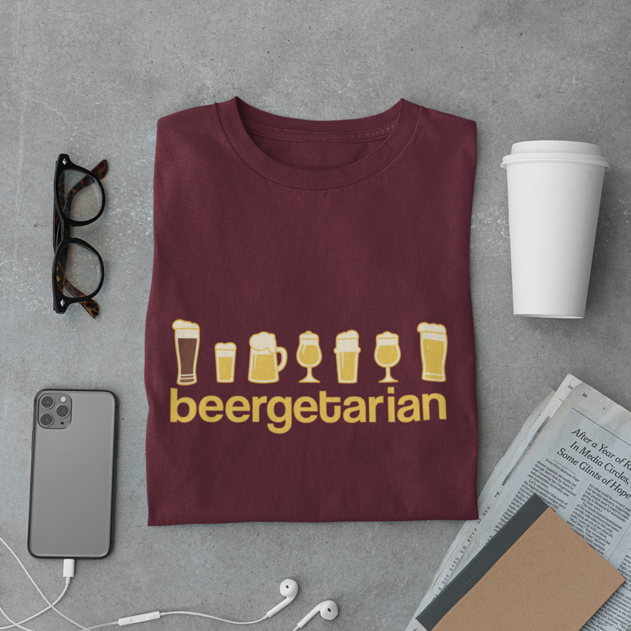 Beergetarian Neon Style T-Shirt – Funny Beer Drinkers Graphic Tee