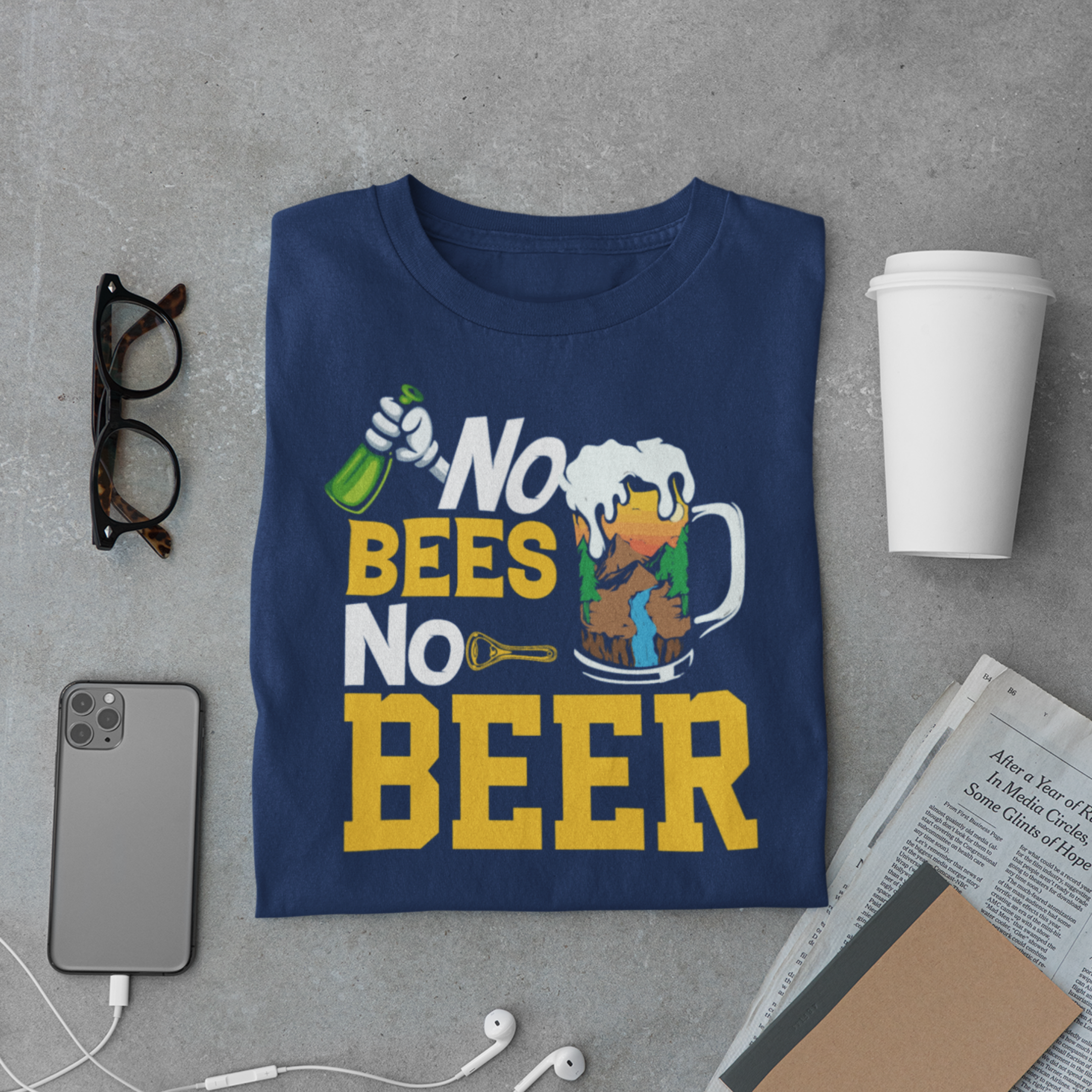 No Bees No Beer T-Shirt – Funny Save the Bees Beer Drinker Tee