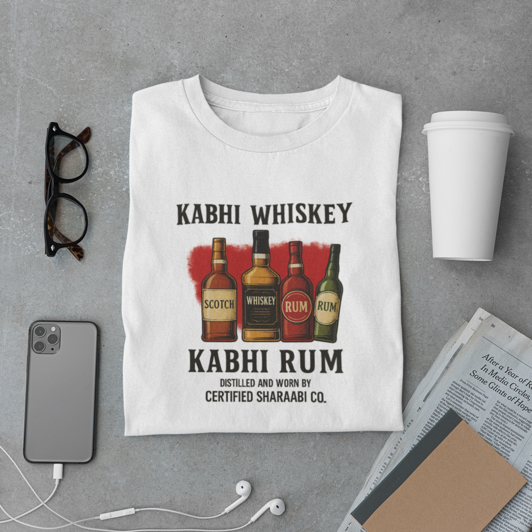 Kabhi Whiskey Kabhi Rum T-Shirt – Funny Desi Alcohol Lover Graphic Tee