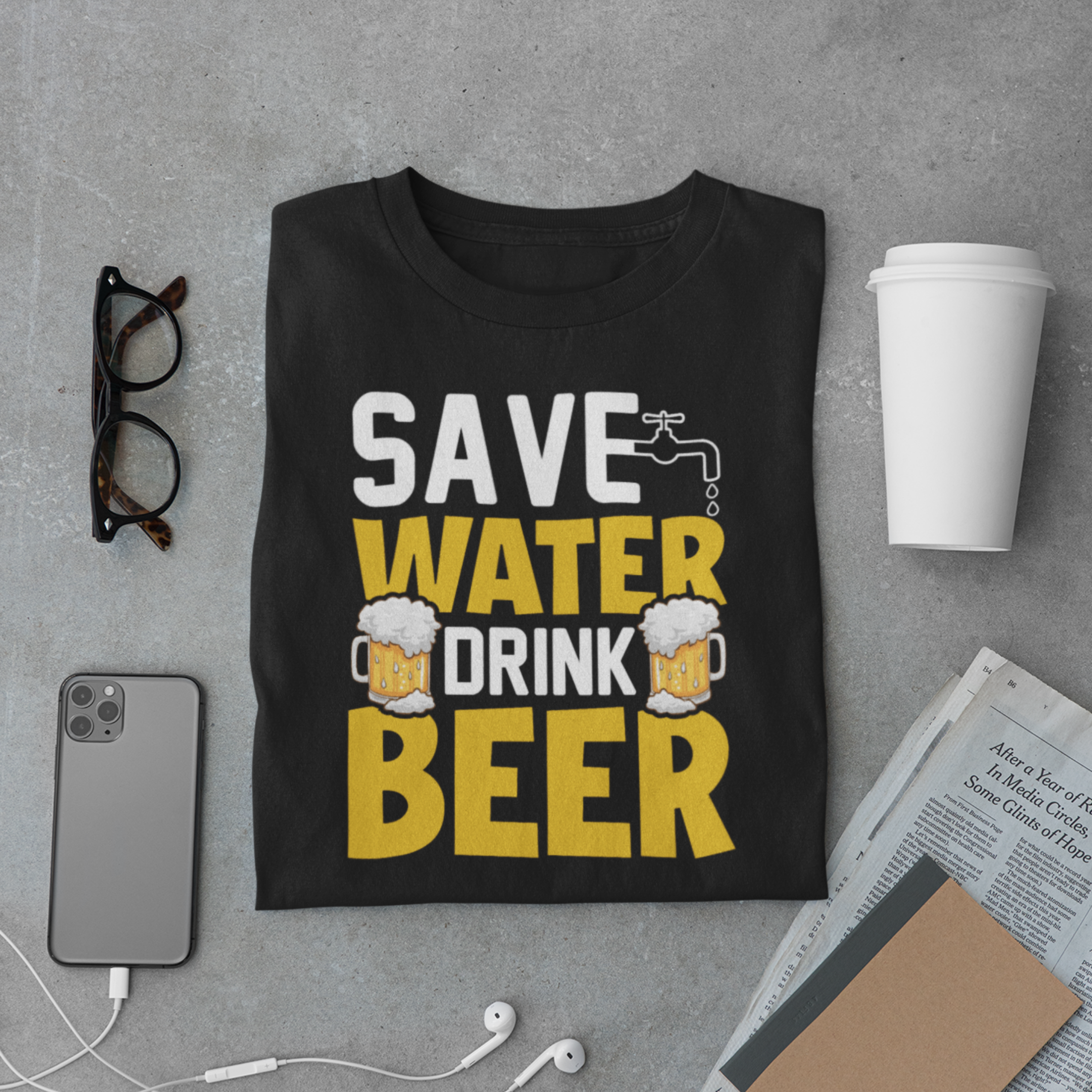 Save Water Drink Beer T-Shirt – Funny Beer Drinking Party Graphic Tee