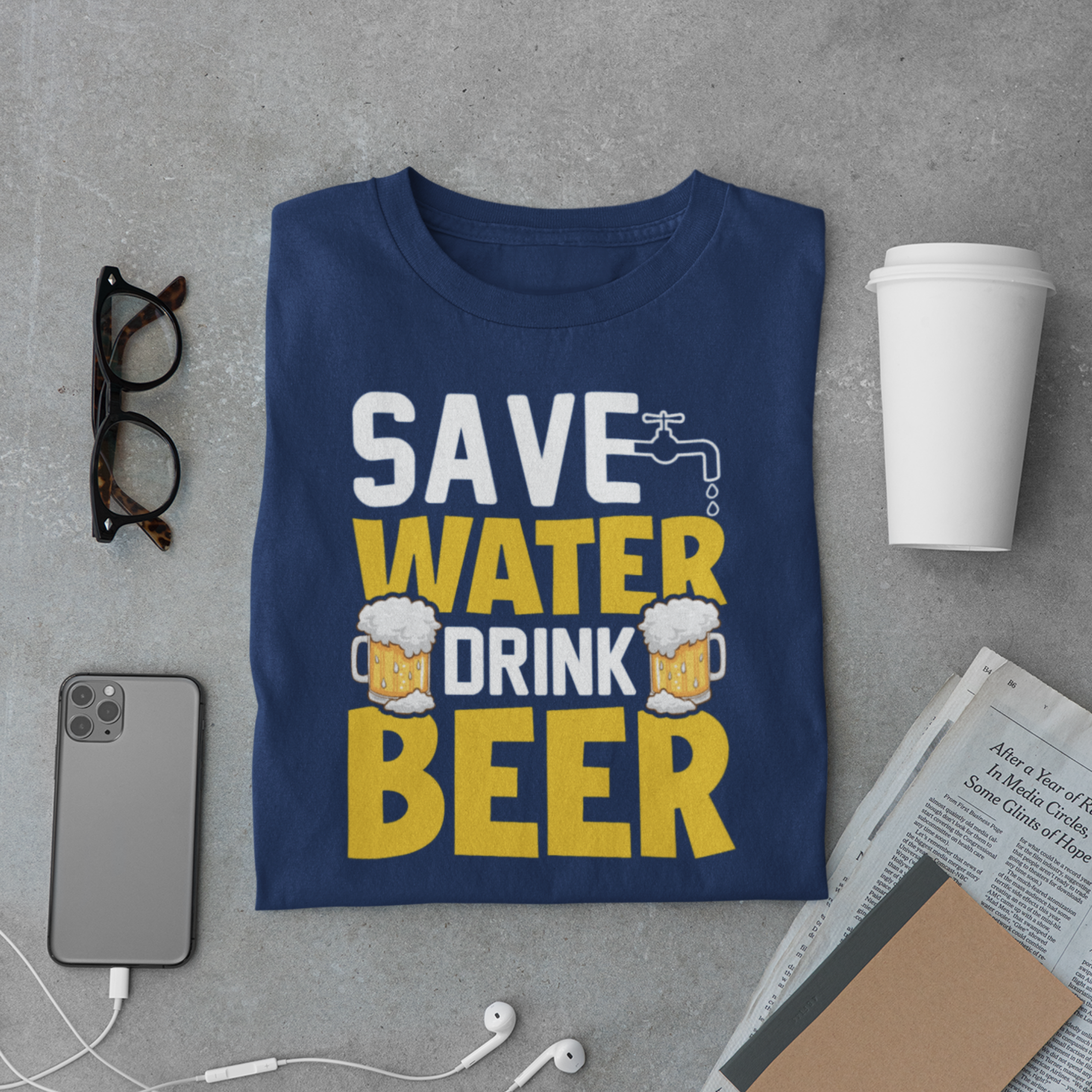 Save Water Drink Beer T-Shirt – Funny Beer Drinking Party Graphic Tee