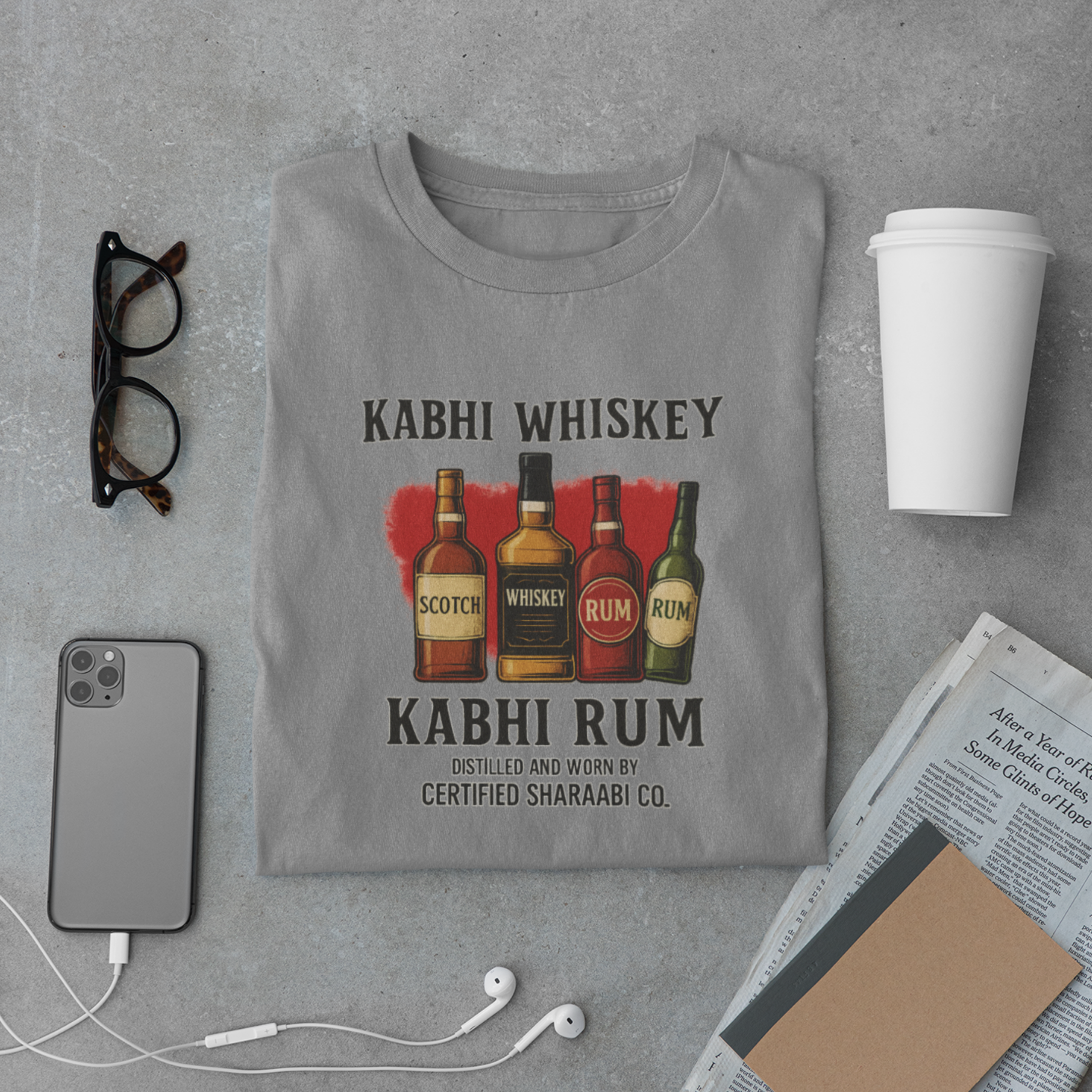 Kabhi Whiskey Kabhi Rum T-Shirt – Funny Desi Alcohol Lover Graphic Tee
